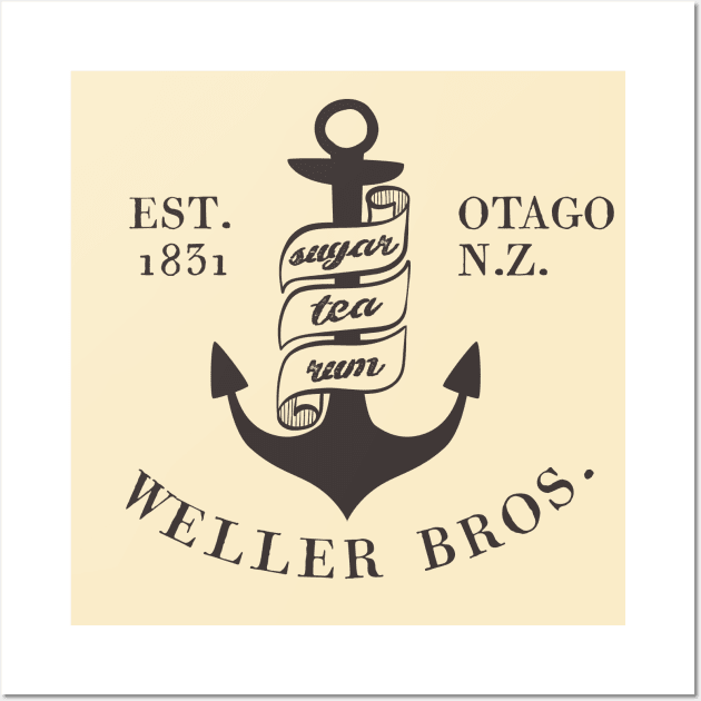 Weller Bros: Wellerman sea shanty logo (dark text) Wall Art by Ofeefee